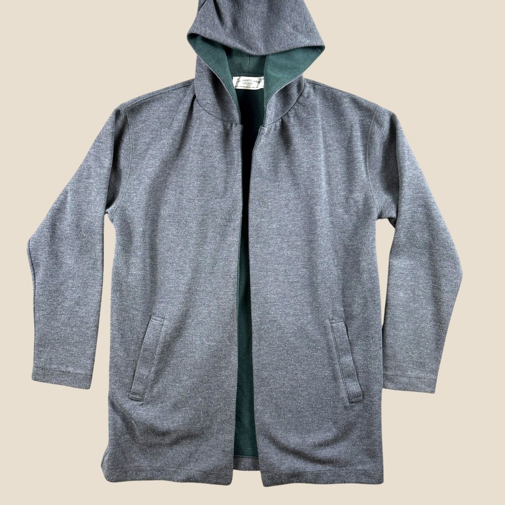 United Arrows Cardigan Mens S Gray Green Hooded Open Front Japanese Layering
